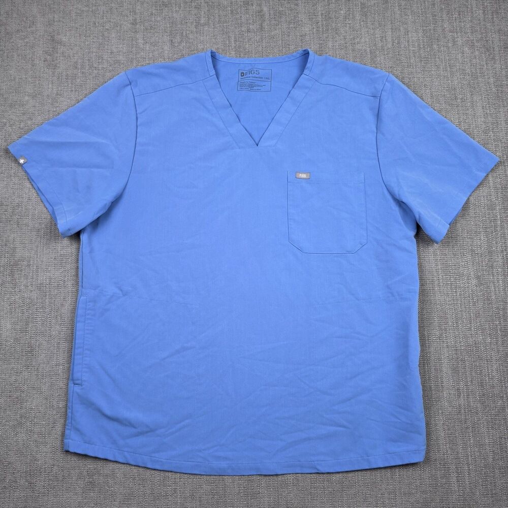 FIGS Technical Collection Mens XXL Scrub Top Blue V-Neck Chisec TM3000 Medical